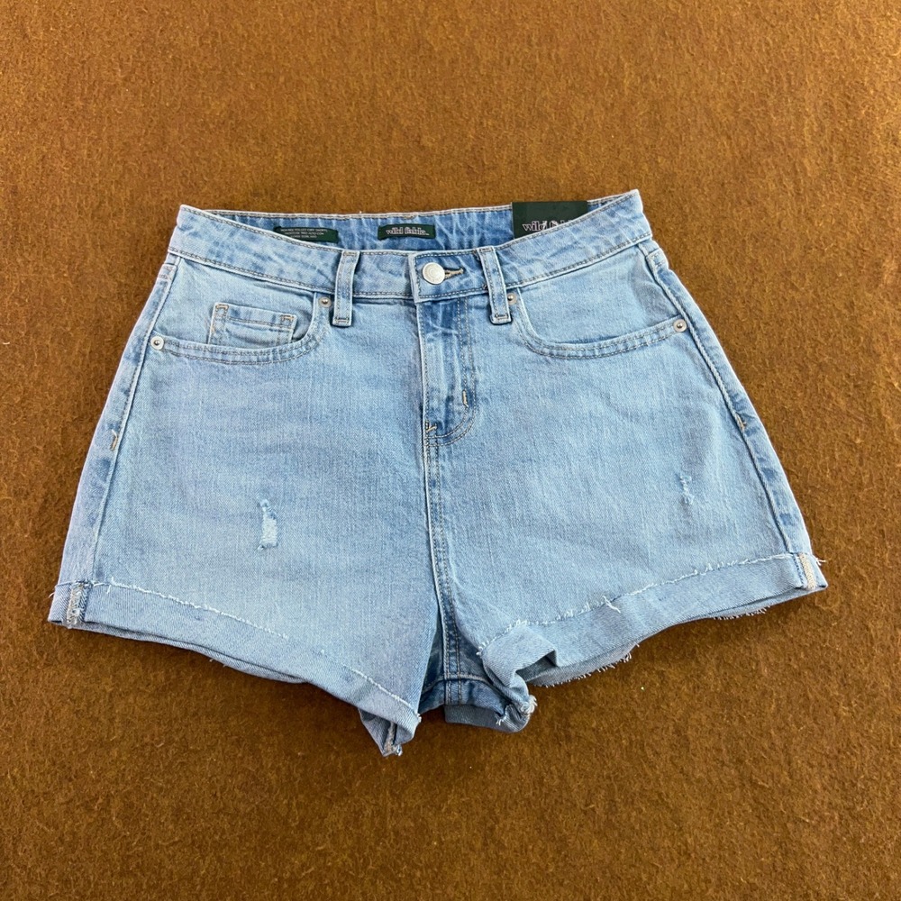 Wild Fable Womens 2 Light Blue High Rise Rolled Cuff Denim Jean Shorts NWT